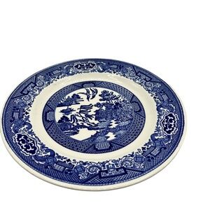 Vintage Willow Ware Royal China Underglaze 9" Dinner Plate Vintage Blue White